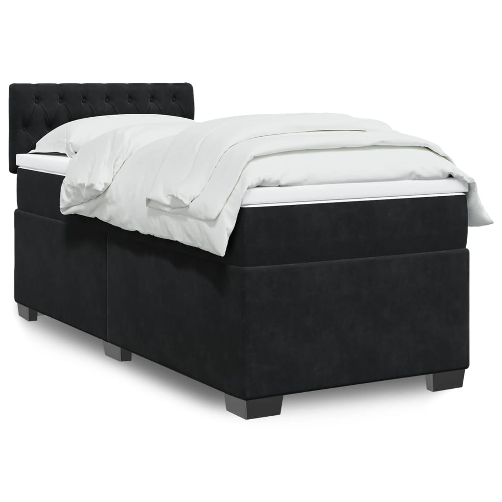 Κρεβάτι Boxspring με Στρώμα Μαύρο 100x200 εκ. Βελούδινο