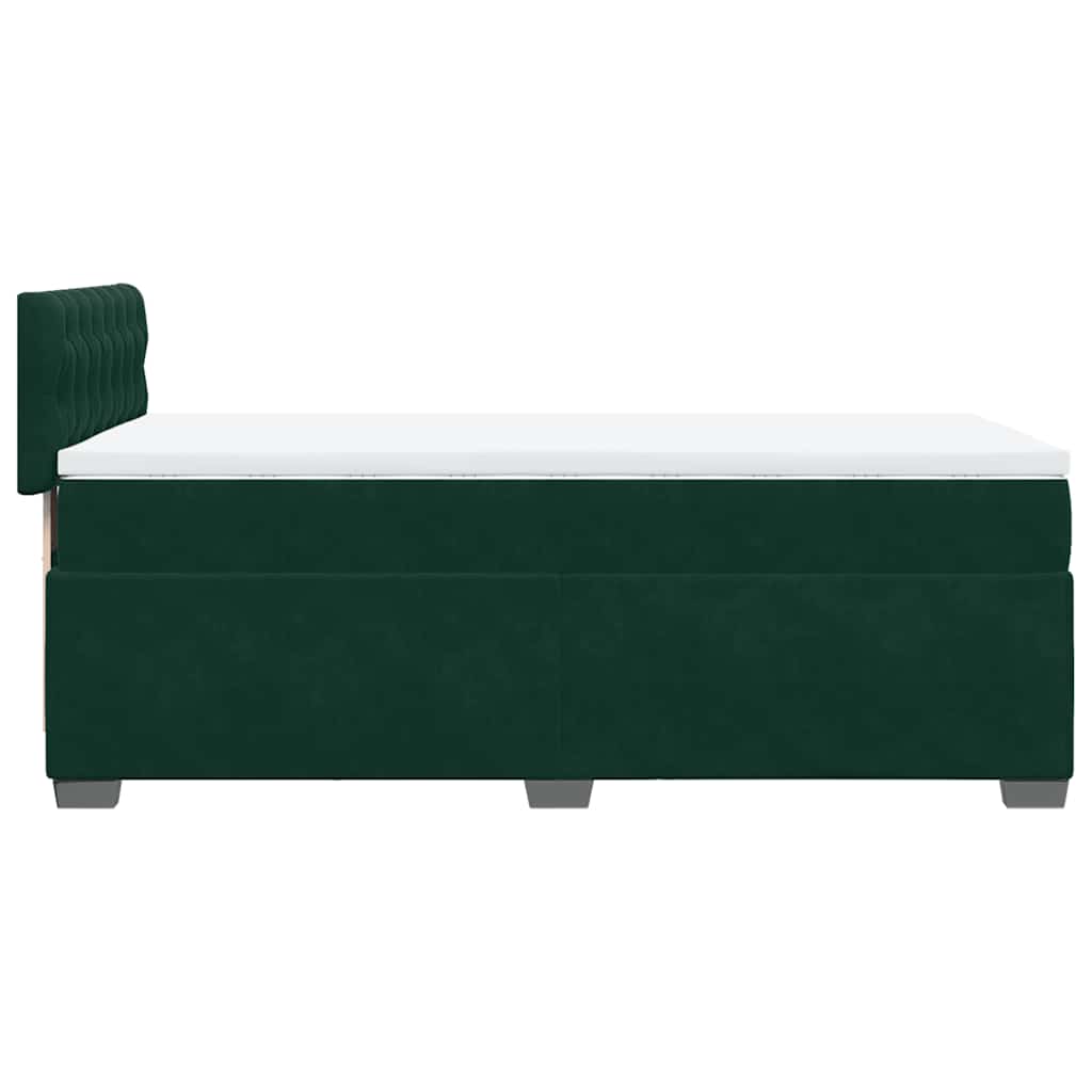 Κρεβάτι Boxspring με Στρώμα Σκούρο Πράσινο 100x200εκ. Βελούδινο - Pakobazaar