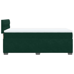 Κρεβάτι Boxspring με Στρώμα Σκούρο Πράσινο 100x200εκ. Βελούδινο - Pakobazaar