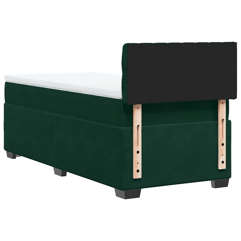 Κρεβάτι Boxspring με Στρώμα Σκούρο Πράσινο 100x200εκ. Βελούδινο - Pakobazaar