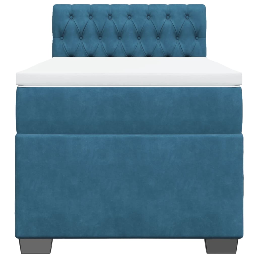 Κρεβάτι Boxspring με Στρώμα Σκούρο Μπλε 100x200 εκ. Βελούδινο