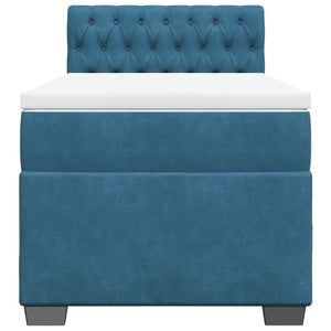 Κρεβάτι Boxspring με Στρώμα Σκούρο Μπλε 100x200 εκ. Βελούδινο
