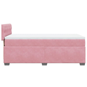 Κρεβάτι Boxspring με Στρώμα Ροζ 100x200 εκ. Βελούδινο - Pakobazaar