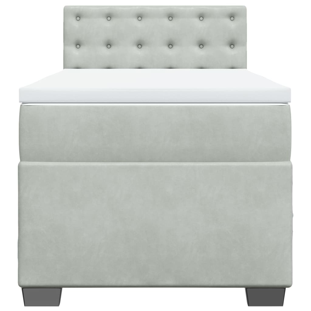 Κρεβάτι Boxspring με Στρώμα Ανοιχτό Γκρι 100x200 εκ. Βελούδινο
