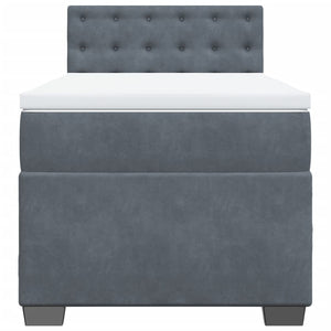 Κρεβάτι Boxspring με Στρώμα Σκούρο Γκρι 100x200 εκ. Βελούδινο