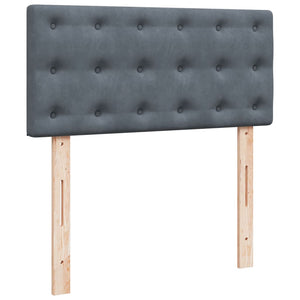 Κρεβάτι Boxspring με Στρώμα Σκούρο Γκρι 100x200 εκ. Βελούδινο