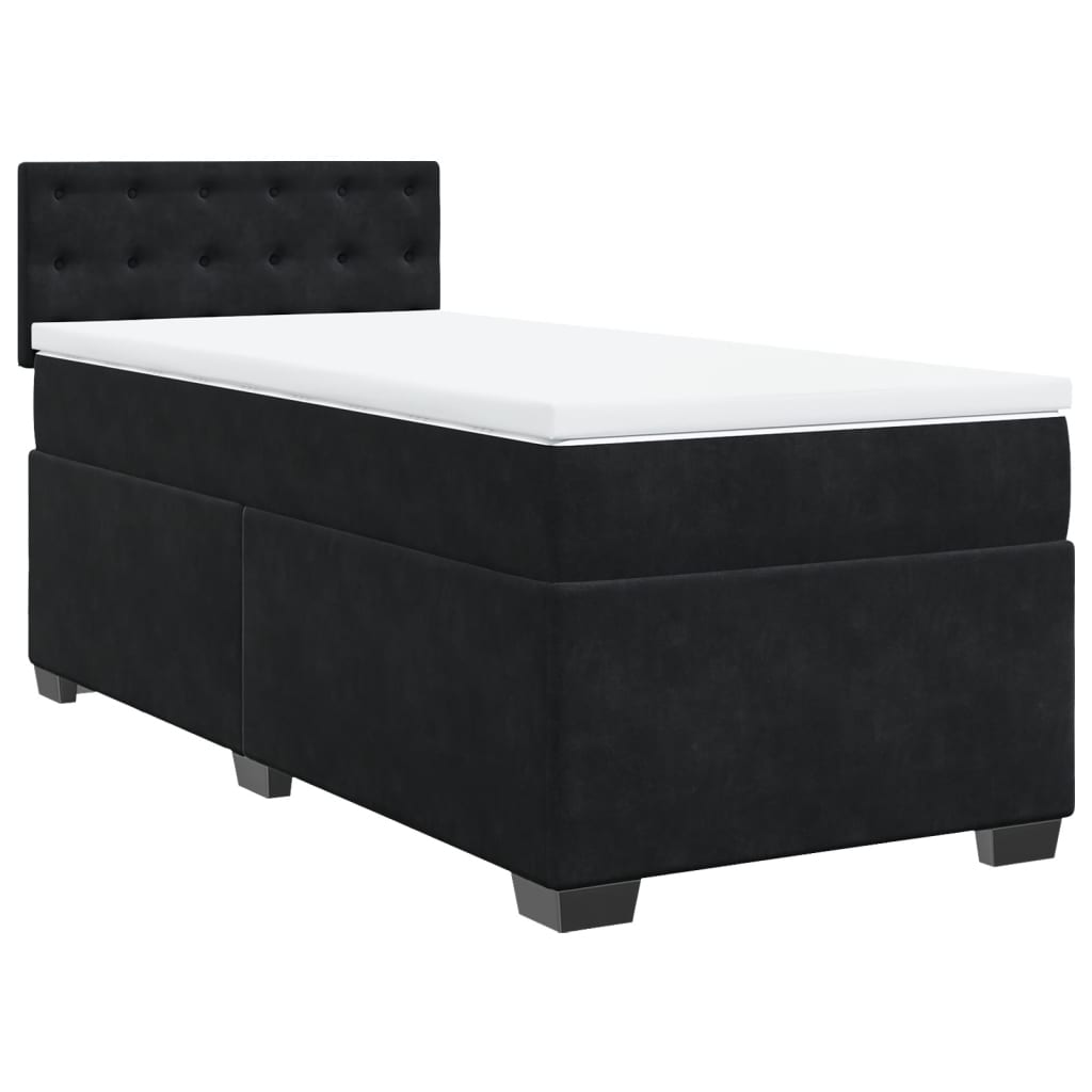 Κρεβάτι Boxspring με Στρώμα Μαύρο 100x200 εκ. Βελούδινο