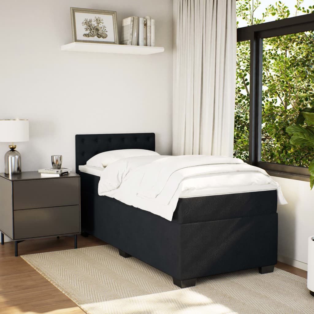 Κρεβάτι Boxspring με Στρώμα Μαύρο 100x200 εκ. Βελούδινο
