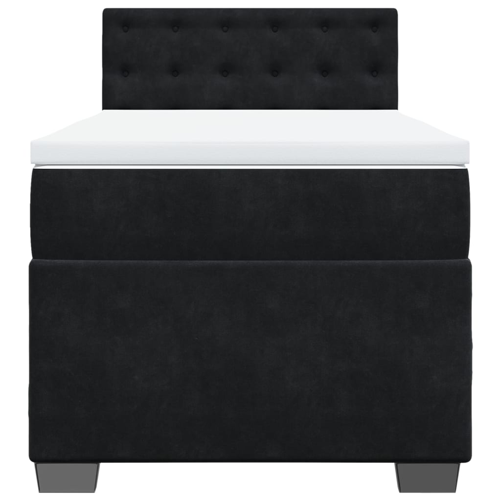 Κρεβάτι Boxspring με Στρώμα Μαύρο 100x200 εκ. Βελούδινο