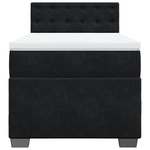Κρεβάτι Boxspring με Στρώμα Μαύρο 100x200 εκ. Βελούδινο