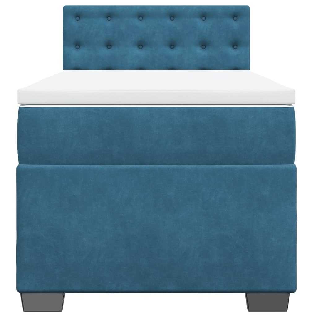 Κρεβάτι Boxspring με Στρώμα Σκούρο Μπλε 100x200 εκ. Βελούδινο