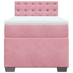 Κρεβάτι Boxspring με Στρώμα Ροζ 100x200 εκ. Βελούδινο - Pakobazaar