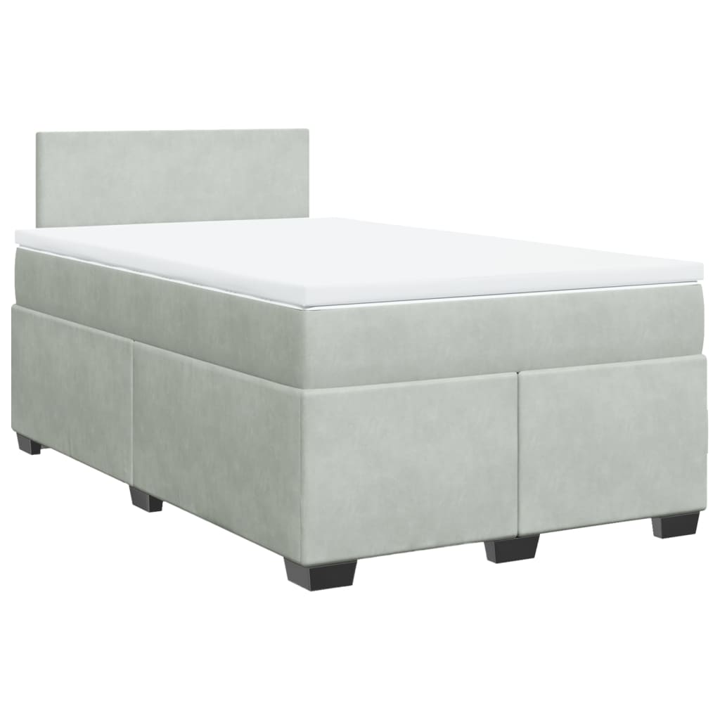 Κρεβάτι Boxspring με Στρώμα Ανοιχτό Γκρι 120x190 εκ. Βελούδινο