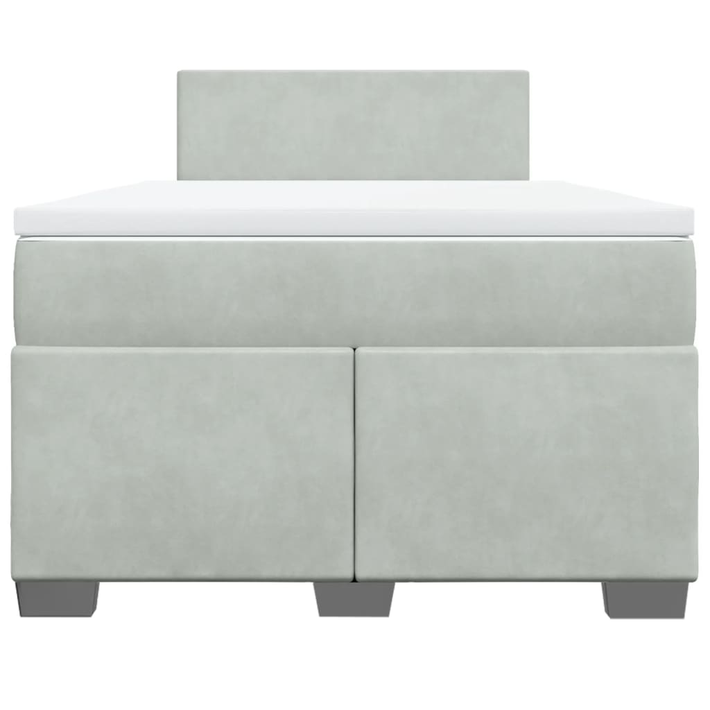 Κρεβάτι Boxspring με Στρώμα Ανοιχτό Γκρι 120x190 εκ. Βελούδινο