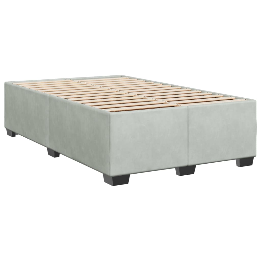 Κρεβάτι Boxspring με Στρώμα Ανοιχτό Γκρι 120x190 εκ. Βελούδινο