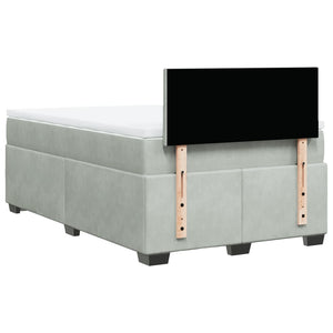 Κρεβάτι Boxspring με Στρώμα Ανοιχτό Γκρι 120x190 εκ. Βελούδινο