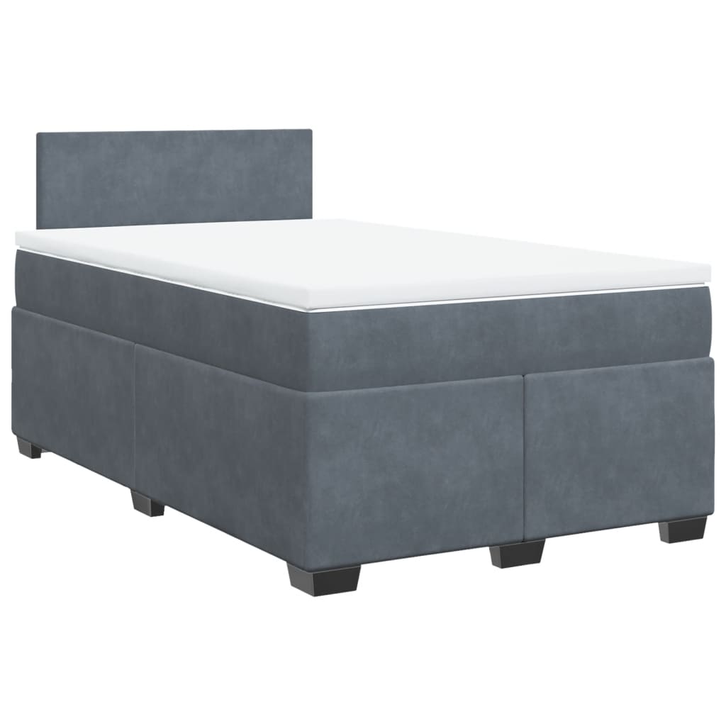 Κρεβάτι Boxspring με Στρώμα Σκούρο Γκρι 120x190 εκ. Βελούδινο