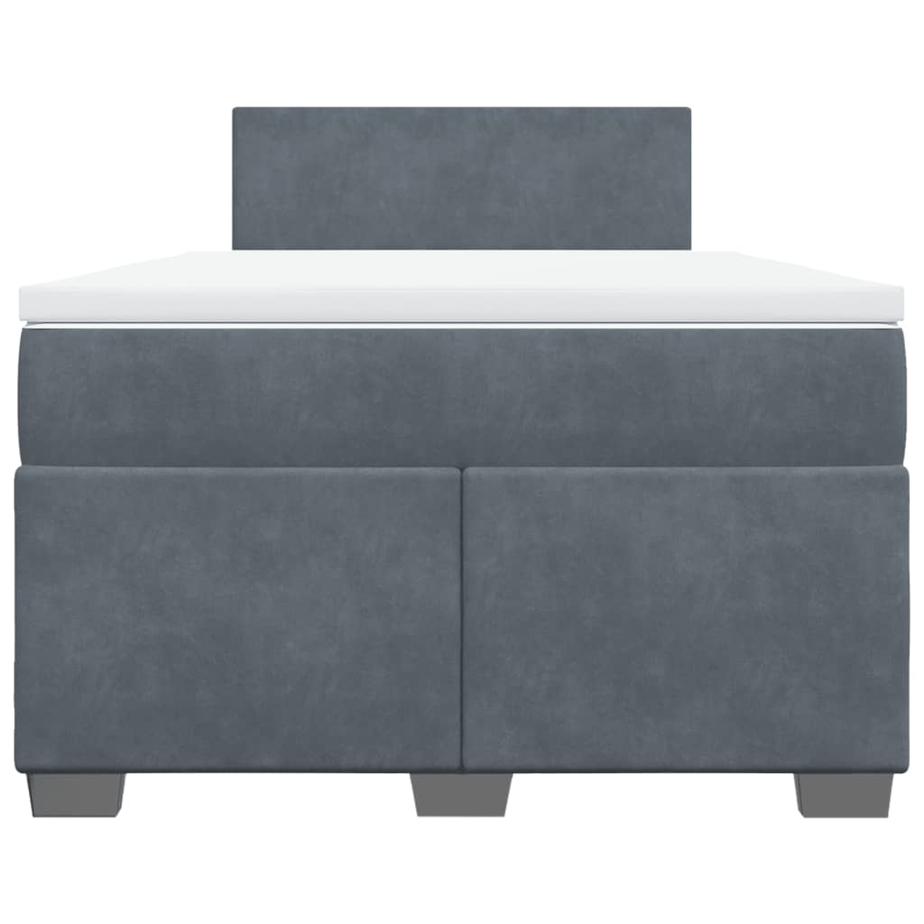 Κρεβάτι Boxspring με Στρώμα Σκούρο Γκρι 120x190 εκ. Βελούδινο