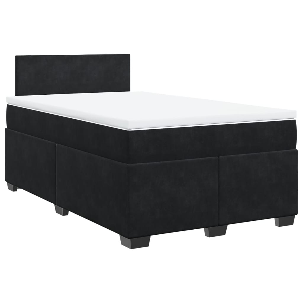 Κρεβάτι Boxspring με Στρώμα Μαύρο 120x190 εκ. Βελούδινο