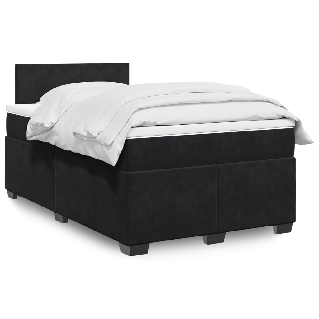 Κρεβάτι Boxspring με Στρώμα Μαύρο 120x190 εκ. Βελούδινο