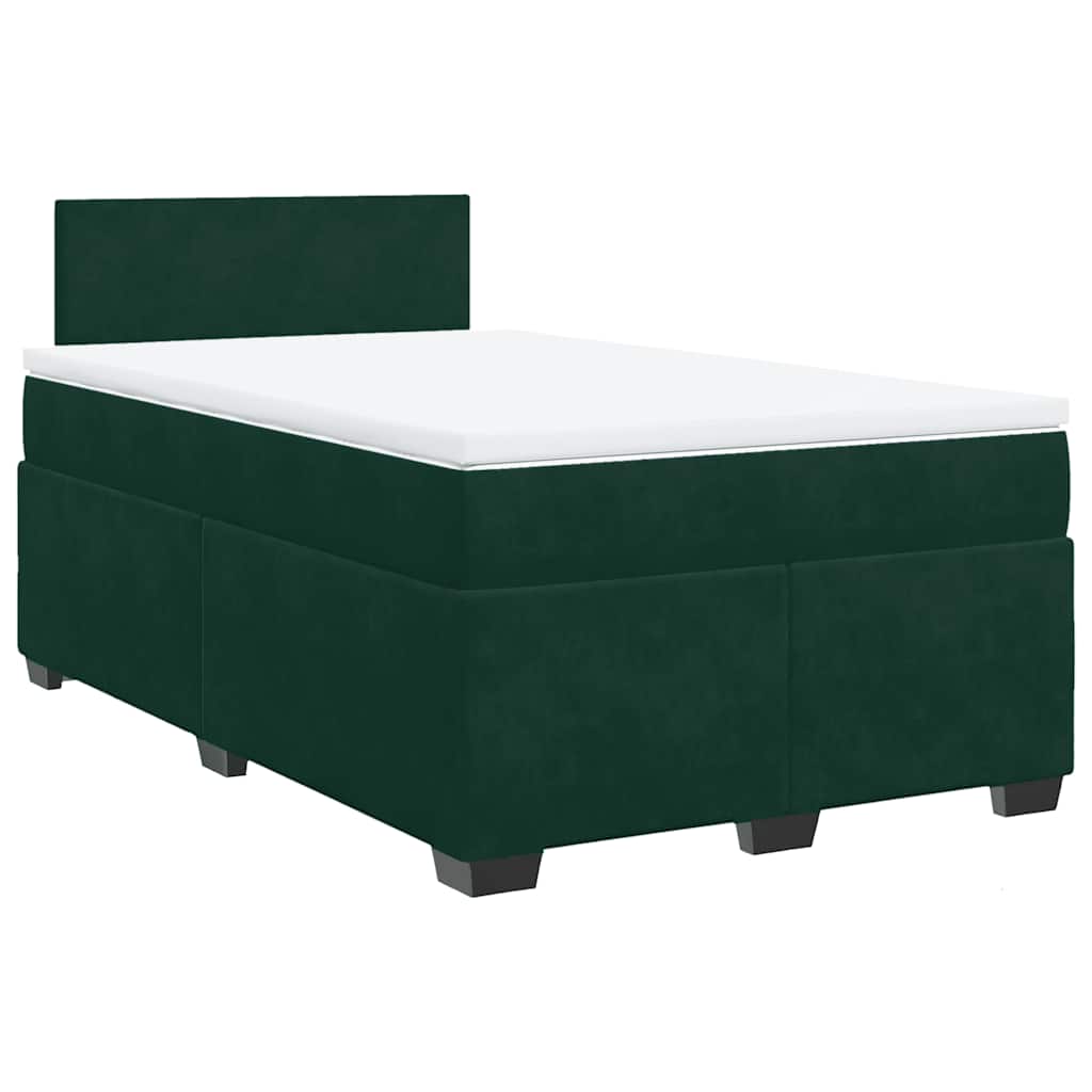 Κρεβάτι Boxspring με Στρώμα Σκούρο Πράσινο 120x190εκ. Βελούδινο
