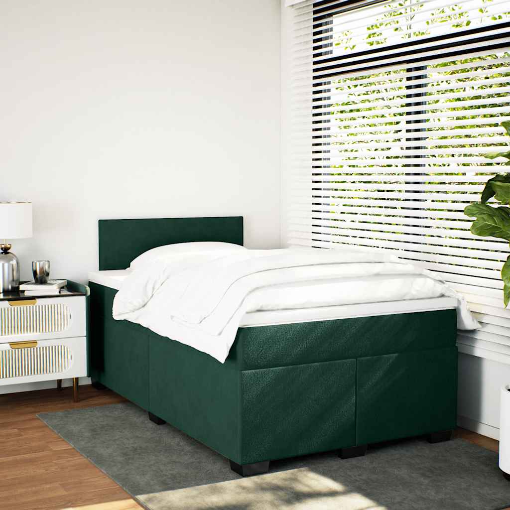 Κρεβάτι Boxspring με Στρώμα Σκούρο Πράσινο 120x190εκ. Βελούδινο