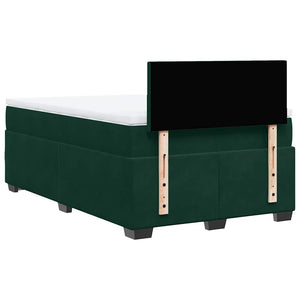 Κρεβάτι Boxspring με Στρώμα Σκούρο Πράσινο 120x190εκ. Βελούδινο