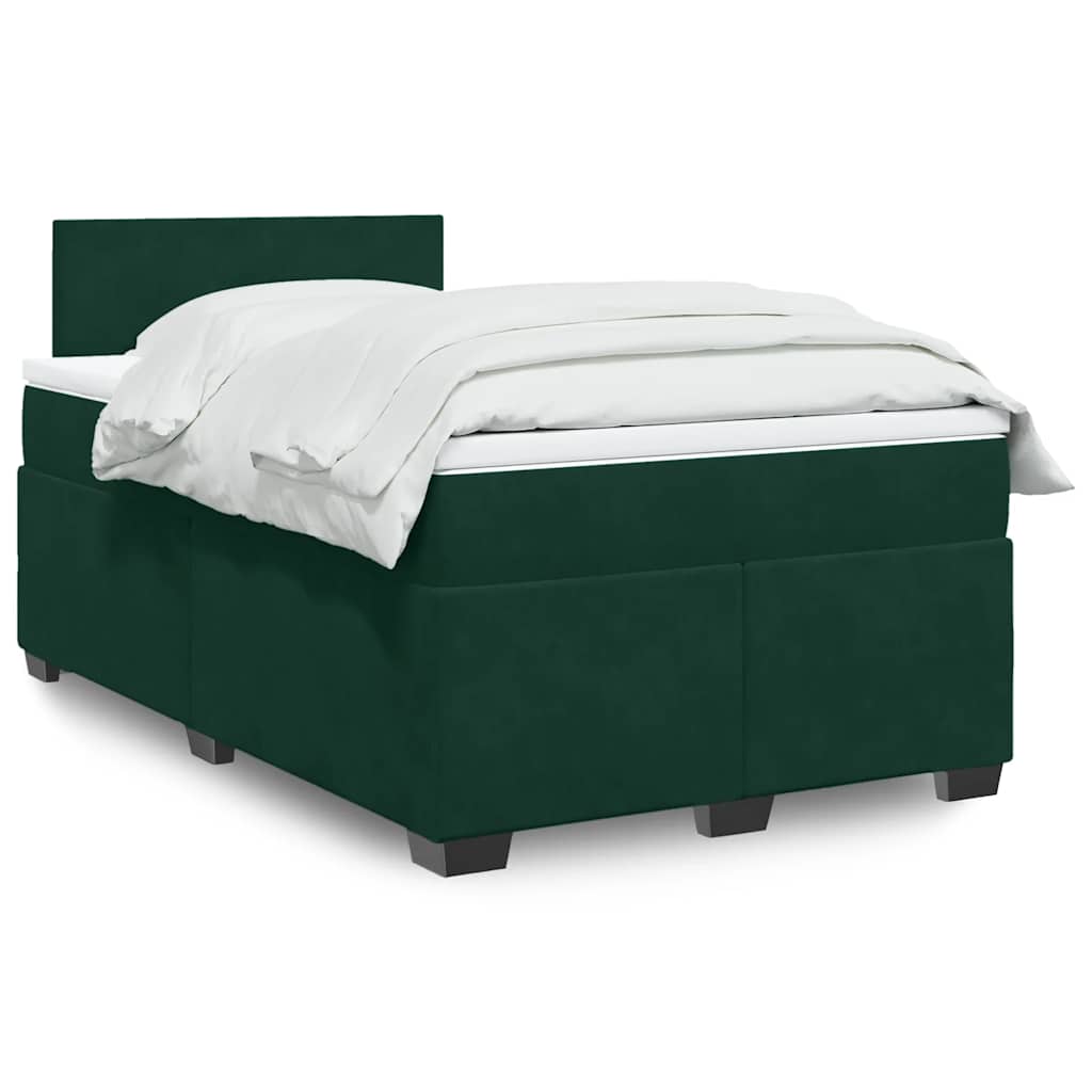 Κρεβάτι Boxspring με Στρώμα Σκούρο Πράσινο 120x190εκ. Βελούδινο
