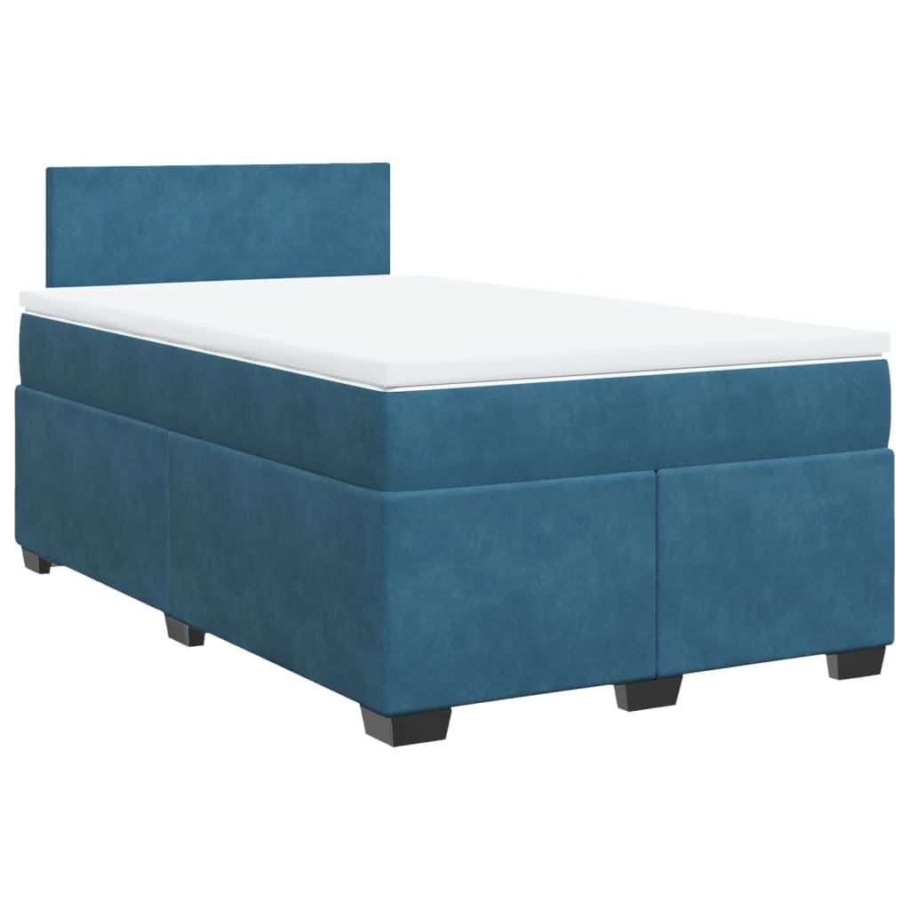 Κρεβάτι Boxspring με Στρώμα Σκούρο Μπλε 120x190 εκ. Βελούδινο