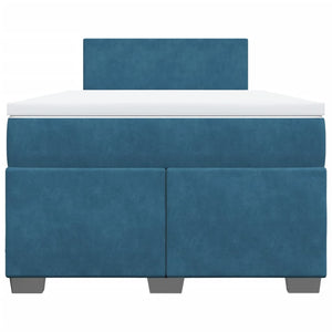 Κρεβάτι Boxspring με Στρώμα Σκούρο Μπλε 120x190 εκ. Βελούδινο