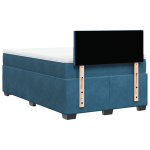 Κρεβάτι Boxspring με Στρώμα Σκούρο Μπλε 120x190 εκ. Βελούδινο