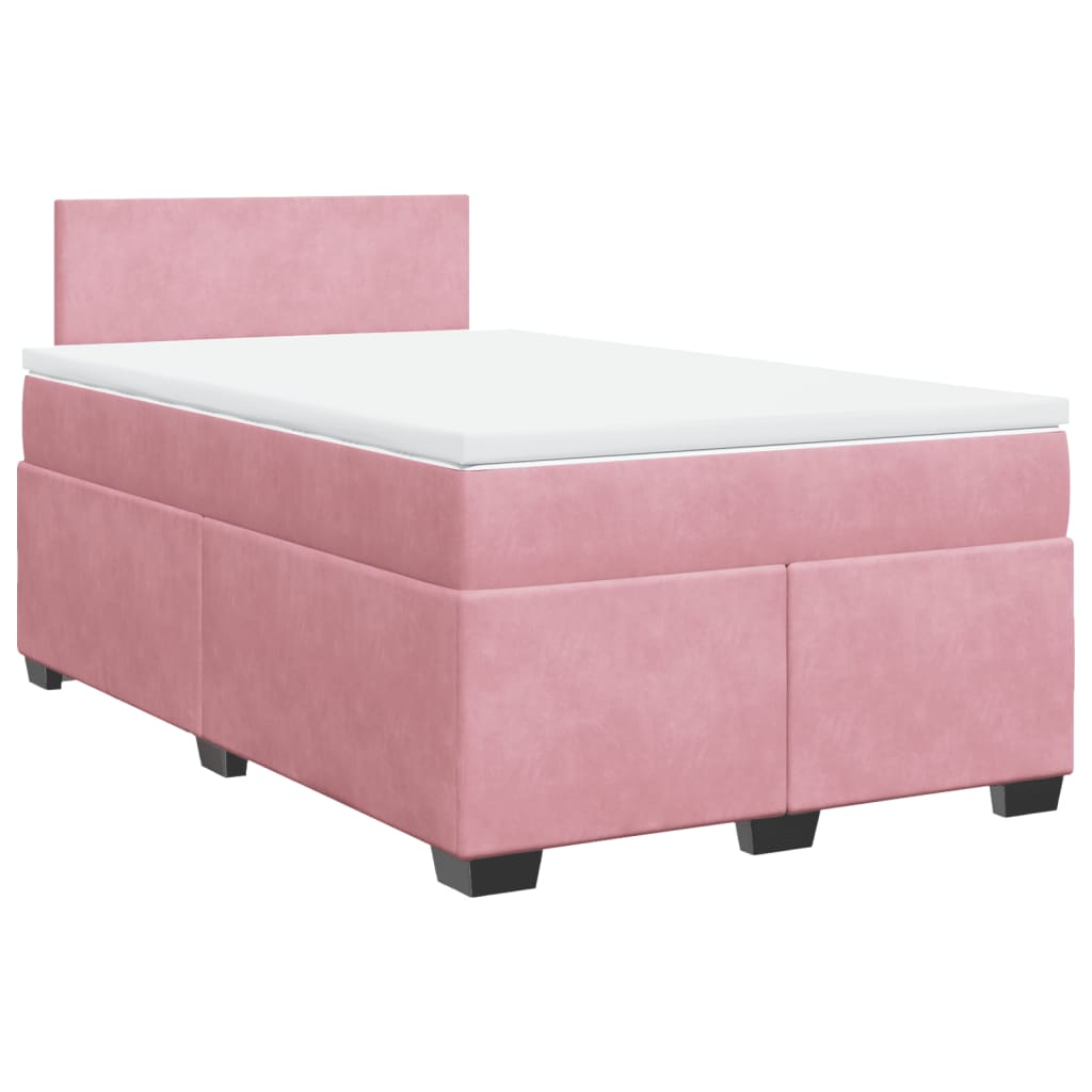 Κρεβάτι Boxspring με Στρώμα Ροζ 120x190 εκ. Βελούδινο