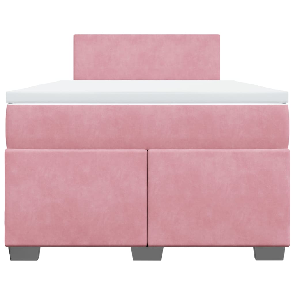 Κρεβάτι Boxspring με Στρώμα Ροζ 120x190 εκ. Βελούδινο
