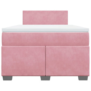 Κρεβάτι Boxspring με Στρώμα Ροζ 120x190 εκ. Βελούδινο