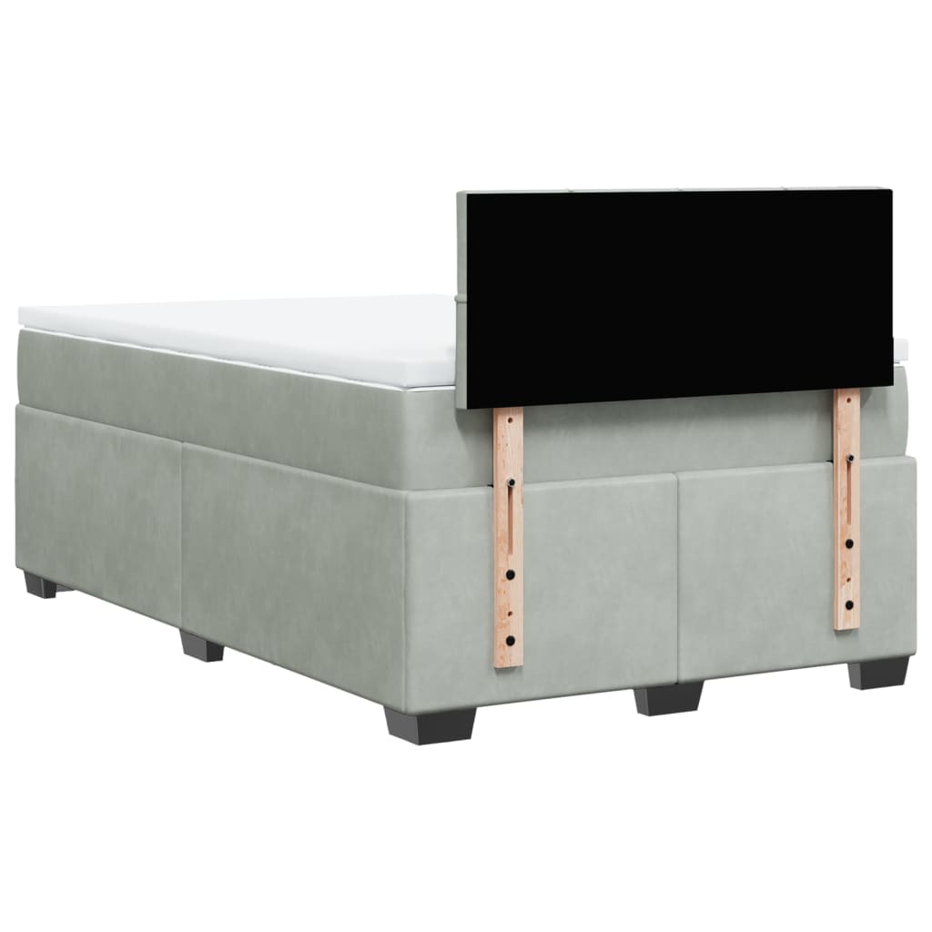 Κρεβάτι Boxspring με Στρώμα Ανοιχτό Γκρι 120x190 εκ. Βελούδινο - Pakobazaar