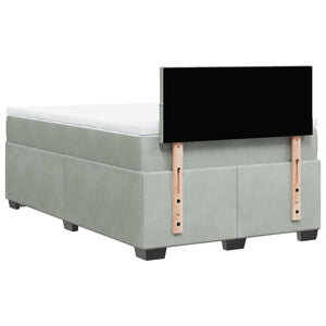 Κρεβάτι Boxspring με Στρώμα Ανοιχτό Γκρι 120x190 εκ. Βελούδινο - Pakobazaar
