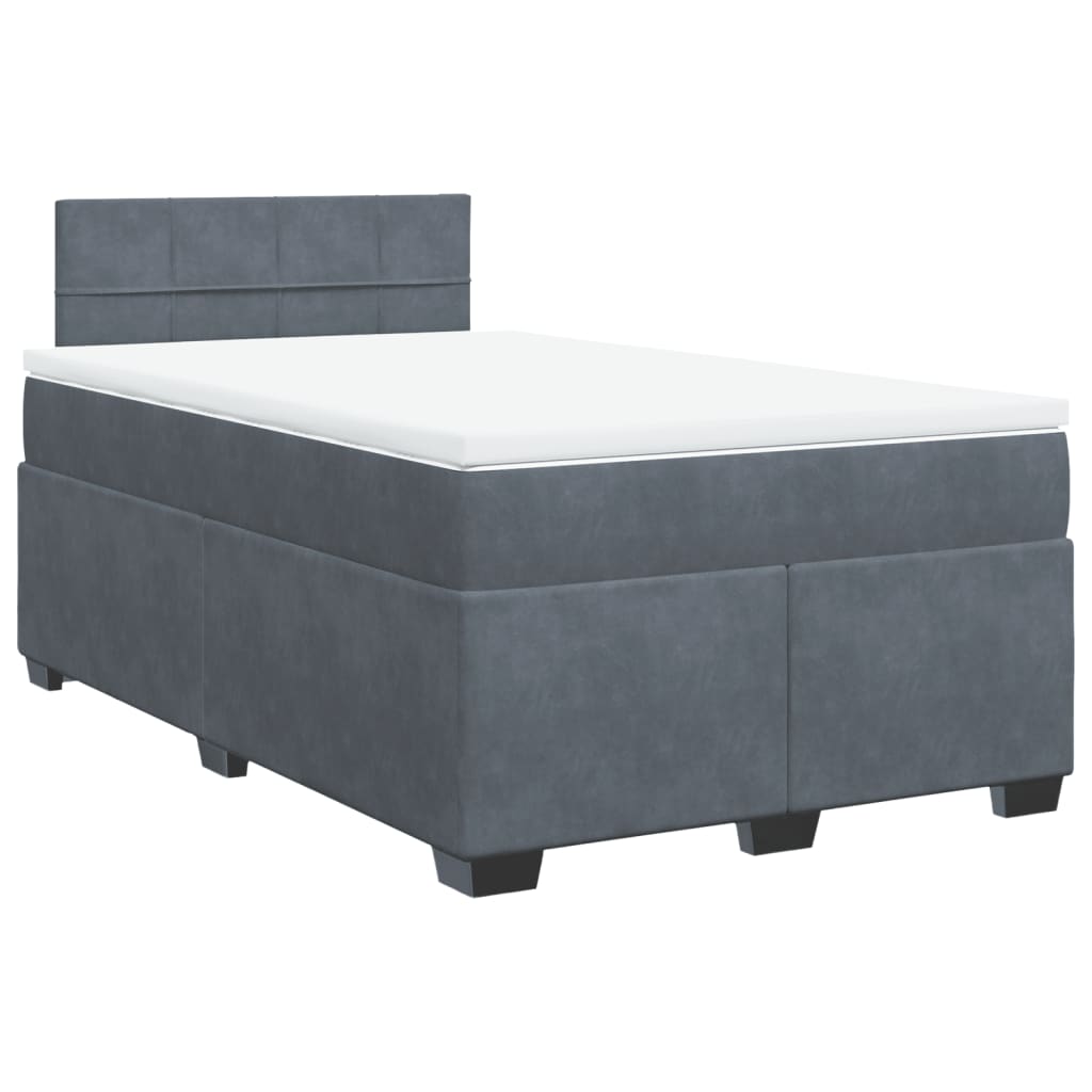 Κρεβάτι Boxspring με Στρώμα Σκούρο Γκρι 120x190 εκ. Βελούδινο