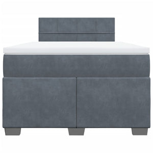 Κρεβάτι Boxspring με Στρώμα Σκούρο Γκρι 120x190 εκ. Βελούδινο