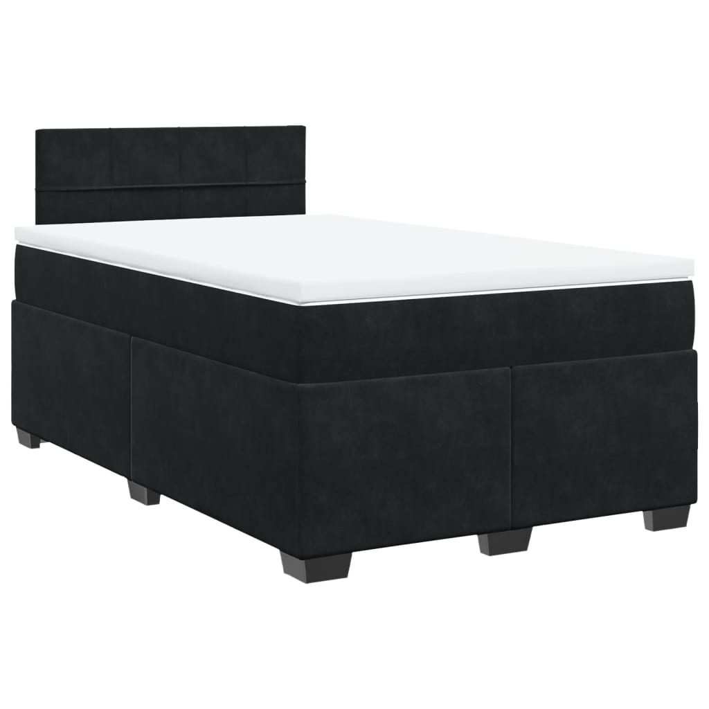 Κρεβάτι Boxspring με Στρώμα Μαύρο 120x190 εκ. Βελούδινο
