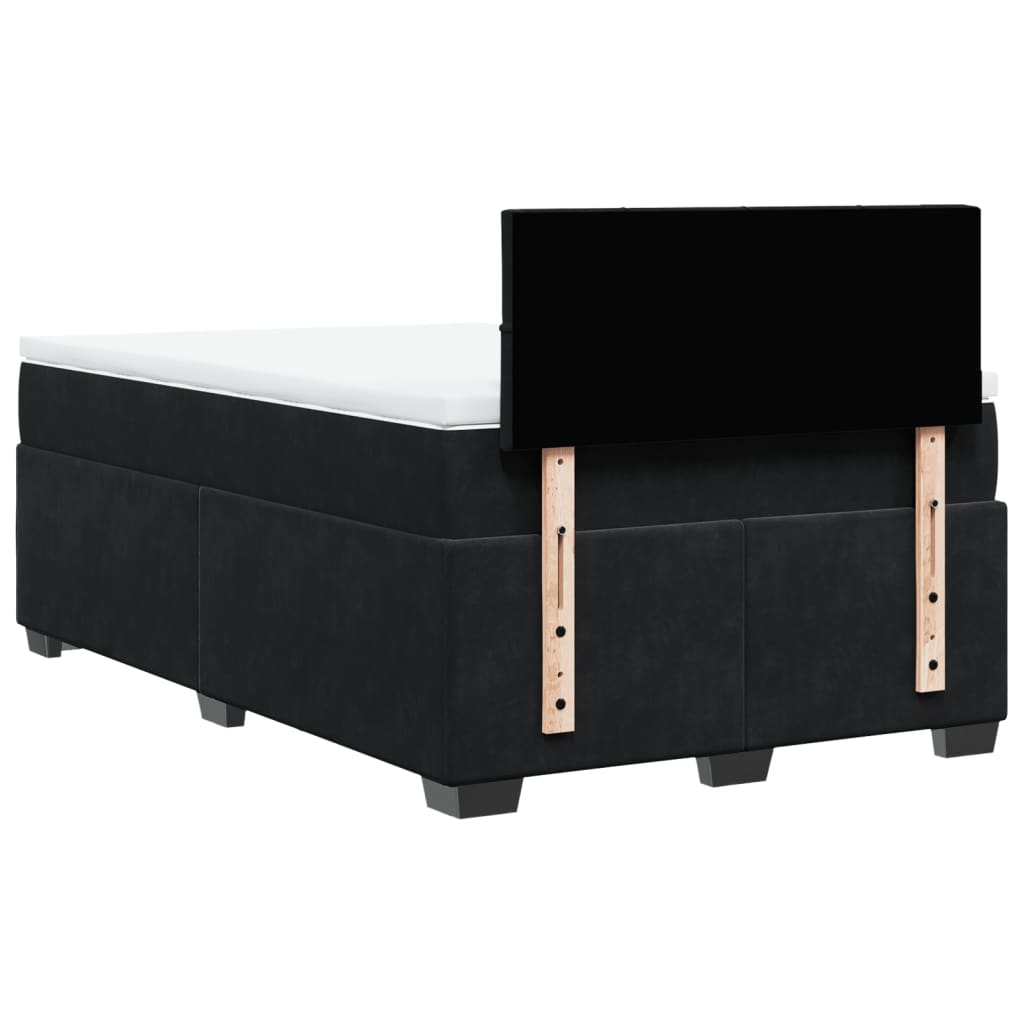 Κρεβάτι Boxspring με Στρώμα Μαύρο 120x190 εκ. Βελούδινο