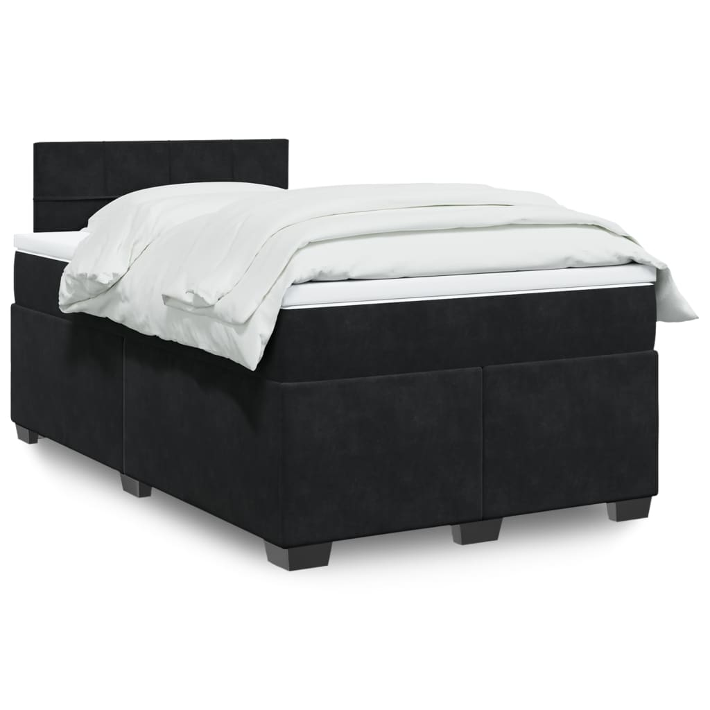 Κρεβάτι Boxspring με Στρώμα Μαύρο 120x190 εκ. Βελούδινο