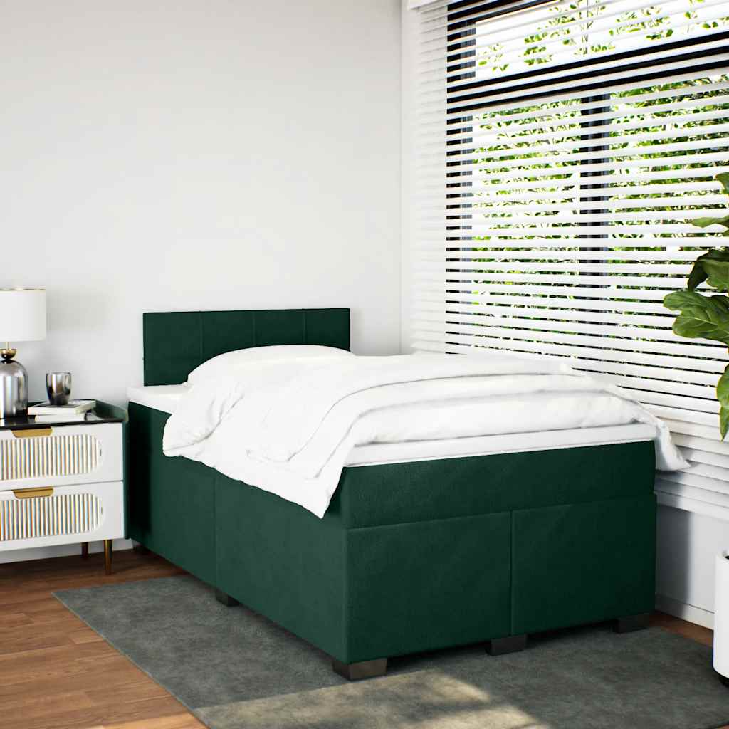 Κρεβάτι Boxspring με Στρώμα Σκούρο Πράσινο 120x190εκ. Βελούδινο