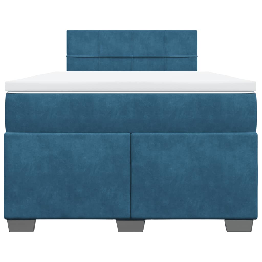Κρεβάτι Boxspring με Στρώμα Σκούρο Μπλε 120x190 εκ. Βελούδινο