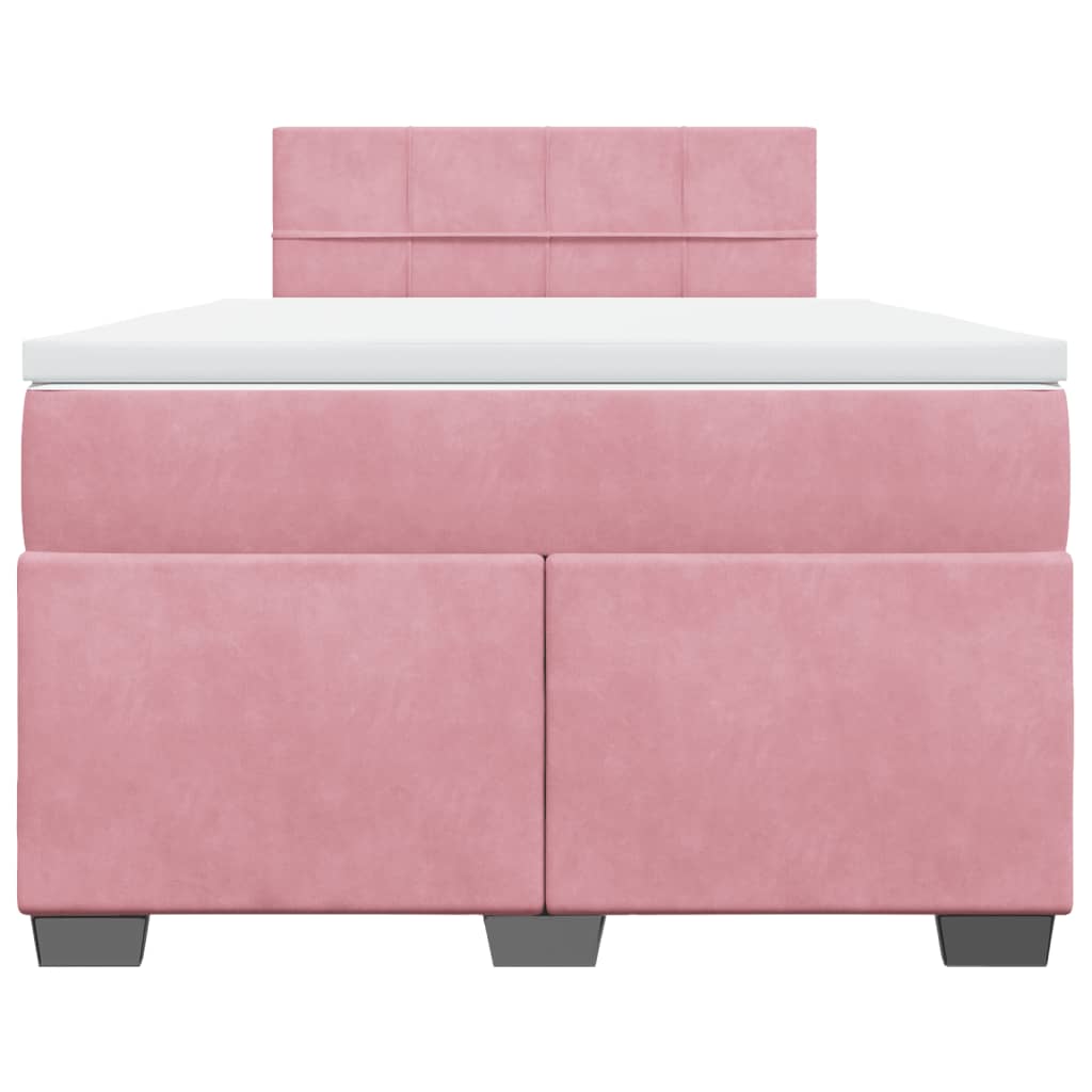 Κρεβάτι Boxspring με Στρώμα Ροζ 120x190 εκ. Βελούδινο