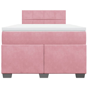 Κρεβάτι Boxspring με Στρώμα Ροζ 120x190 εκ. Βελούδινο