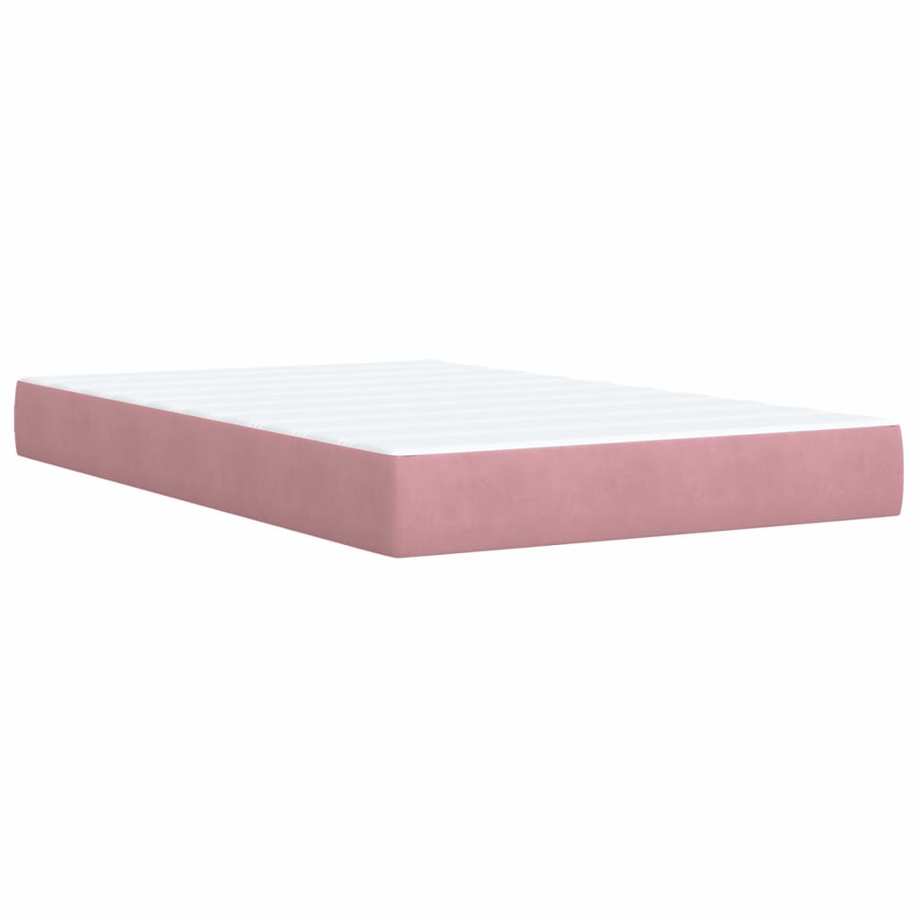 Κρεβάτι Boxspring με Στρώμα Ροζ 120x190 εκ. Βελούδινο