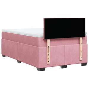 Κρεβάτι Boxspring με Στρώμα Ροζ 120x190 εκ. Βελούδινο