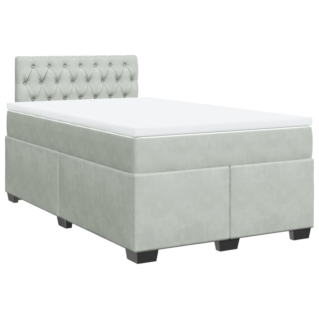 Κρεβάτι Boxspring με Στρώμα Ανοιχτό Γκρι 120x190 εκ. Βελούδινο