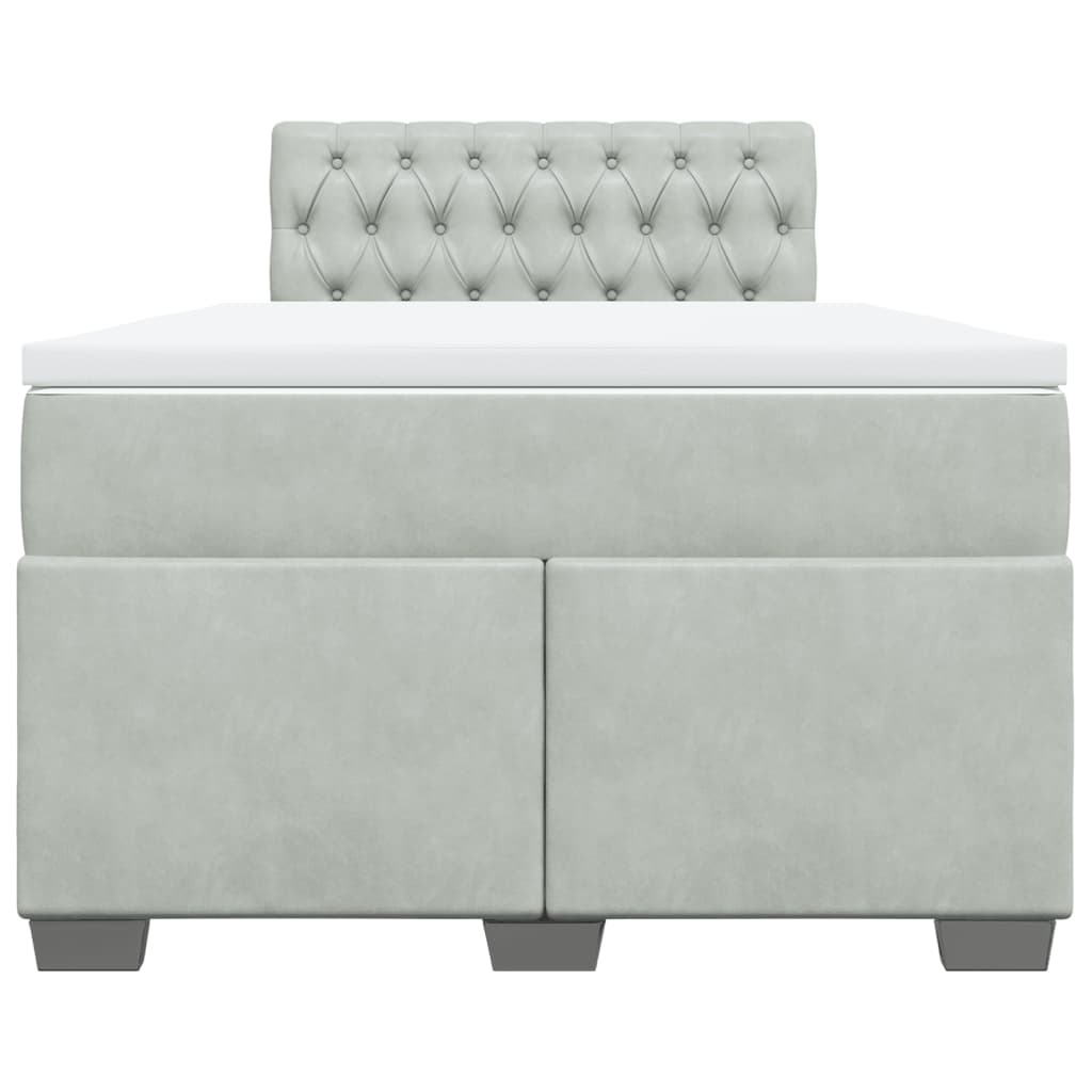 Κρεβάτι Boxspring με Στρώμα Ανοιχτό Γκρι 120x190 εκ. Βελούδινο