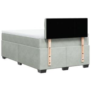 Κρεβάτι Boxspring με Στρώμα Ανοιχτό Γκρι 120x190 εκ. Βελούδινο
